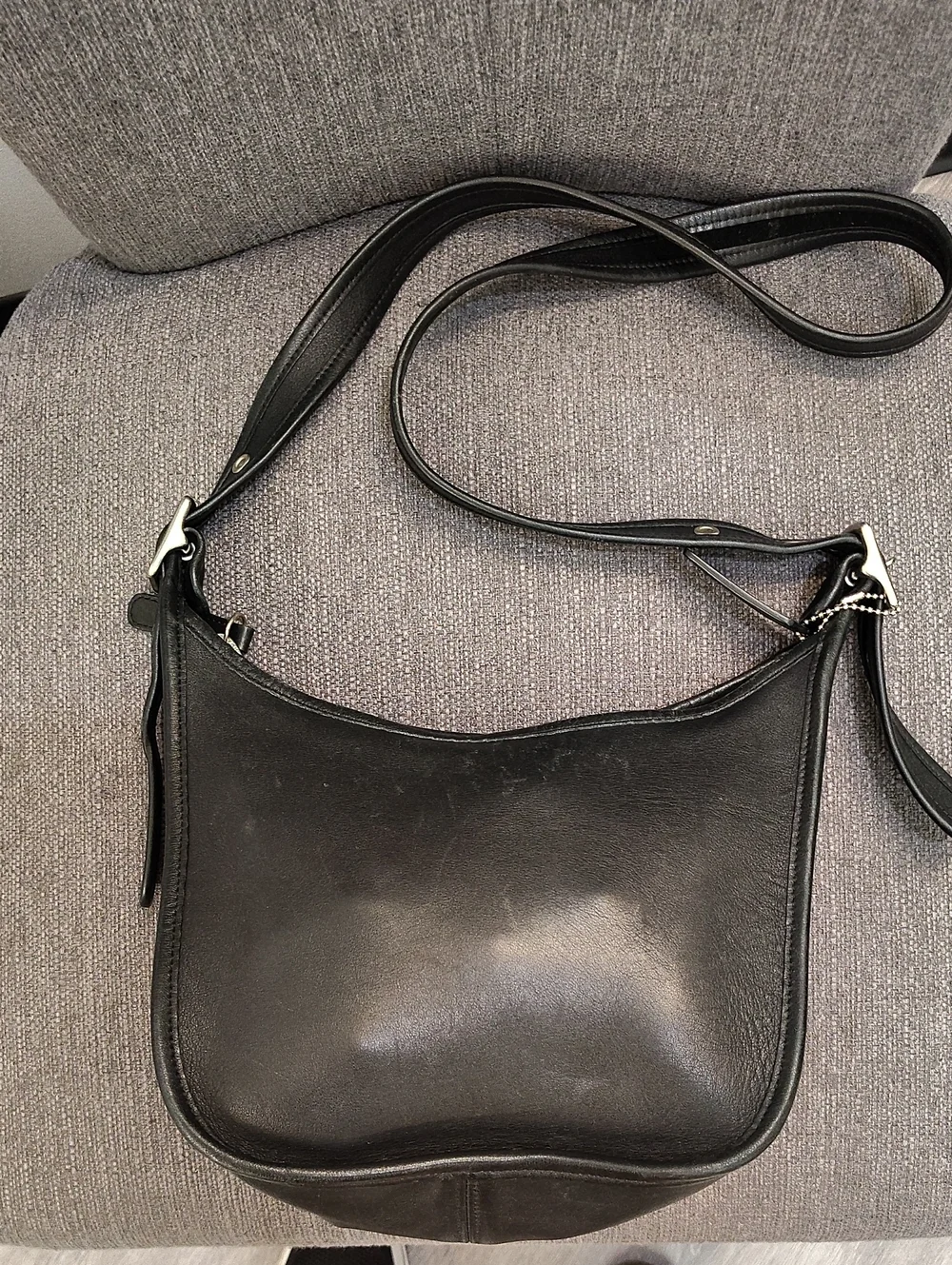 Coach Black Leather Shoulder Bag with Adjustable Strap